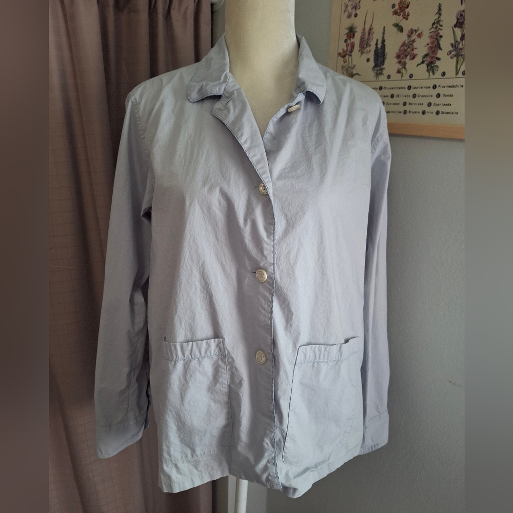 The Sleep Code Organic Cotton Blue Button Up Sleep Shirt Size Medium